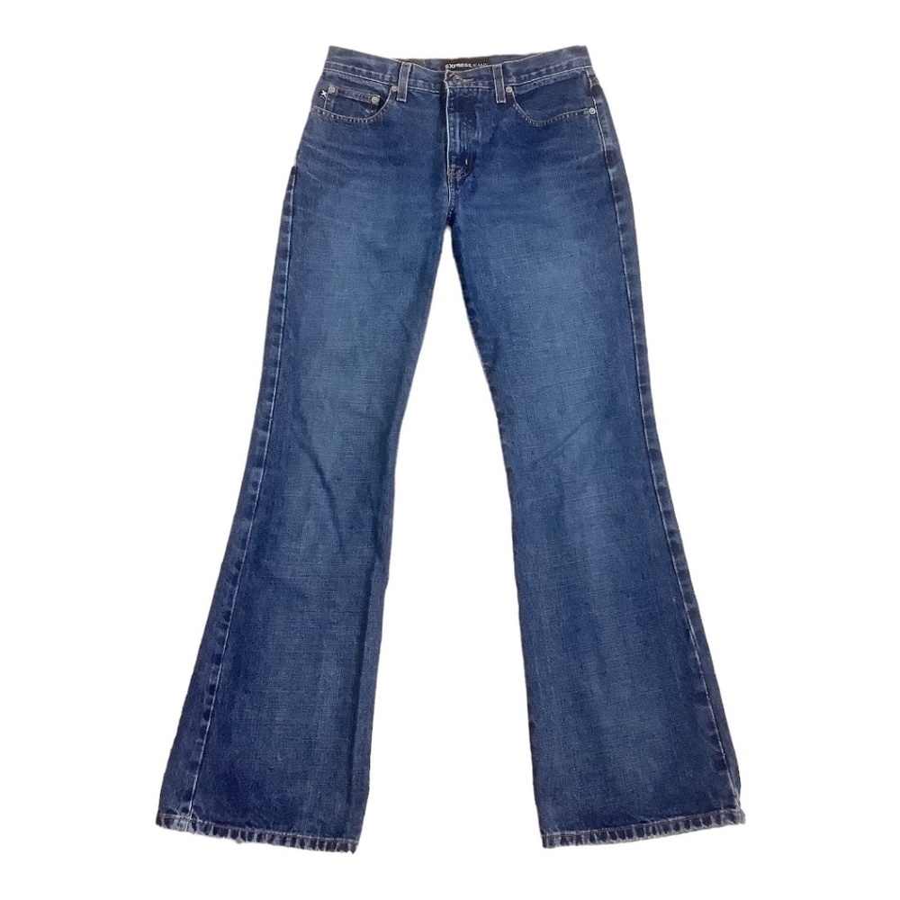 Vintage Express Women's Jeans Extreme Flare Rigid Dark Wash Jeans 9/10 Long‎